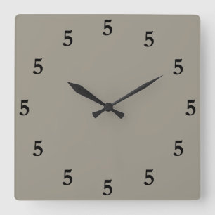 Black Five o'Clock irgendwo, Aluminium Silber Grau Quadratische Wanduhr