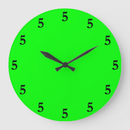 Black Five oClock Irgendwo auf Lime Green Große Wanduhr