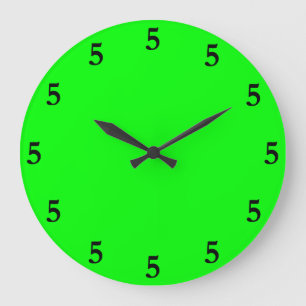 Black Five oClock Irgendwo auf Lime Green Große Wanduhr