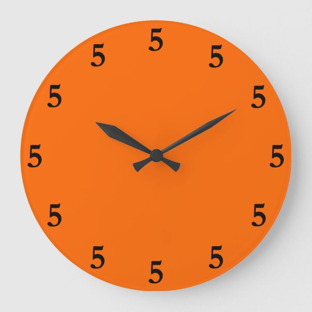 Black Five oClock Irgendwo in Orange Große Wanduhr (Vorderseite)