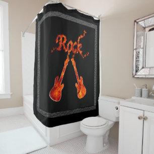 Black Flame Rock Guitars Duschvorhang