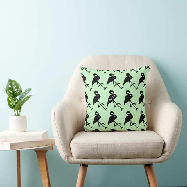 Black Flamingo Spring Green Kissen (Stuhl )