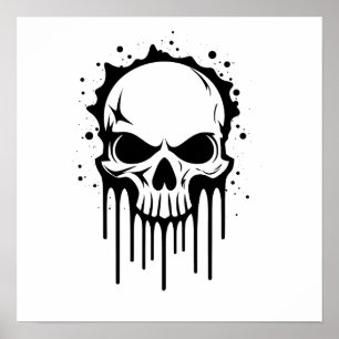 Black Flash Art Skull Poster