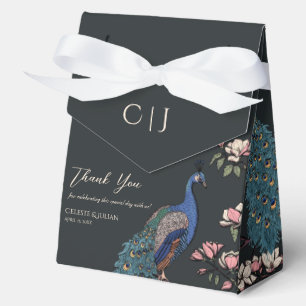 Black Floral Blue Aquamarin Peacocks & Magnolia Bl Geschenkschachtel