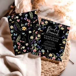 Black Floral Brautparty Bridal Brunch Einladung