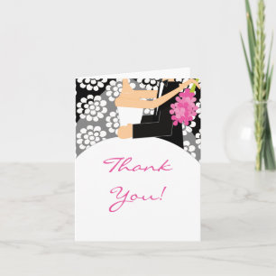 Black Floral Bridge & Groom Vielen Dank Note Card Dankeskarte