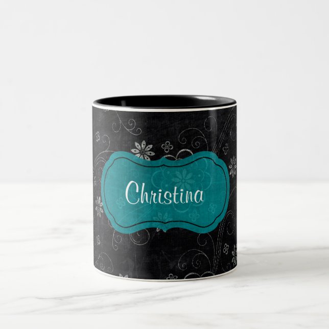 Black Floral Coffee Tassen Cup (Mittel)