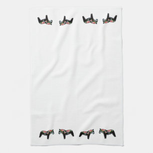 Black Floral Dala Horse MoJo Küchentuch