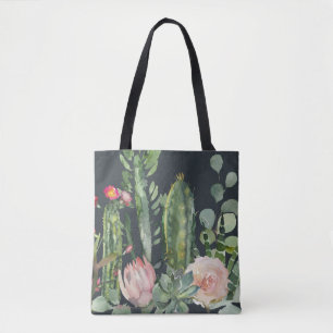 BLACK FLORAL DESERN CACTI FOLIAGE WATERCOLOR BRIKE