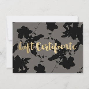 Black Floral Gold Text Grau Geschenkgutschein