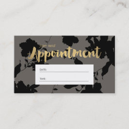 Black Floral Gold Text Grau Salon Ernennung Terminkarte