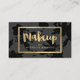 Black Floral Gold Text Makeup Artist Visitenkarte