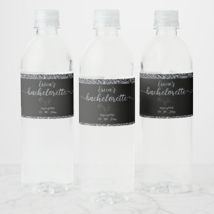 Black Floral Gothic Junggeselinnen-Abschied Wasserflaschenetikett