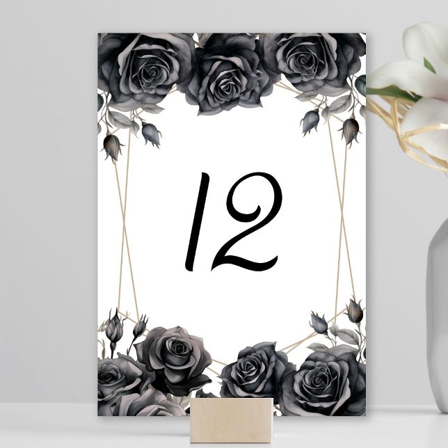 Black Floral Gothic Wedding Tischnummer (Von Creator hochgeladen)