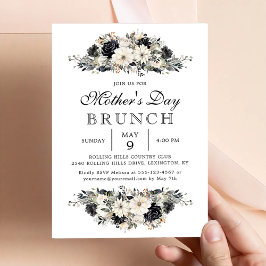 Black Floral Mother Day Brunch Party Einladung