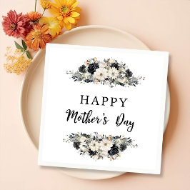 Black Floral Mother Day Brunch Party Serviette
