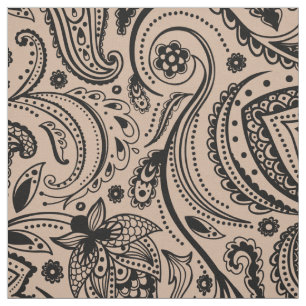Black Floral Paisley - Custom Tan Hintergrund Stoff