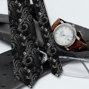 Black Floral Paisley Lacework Pattern Krawatte