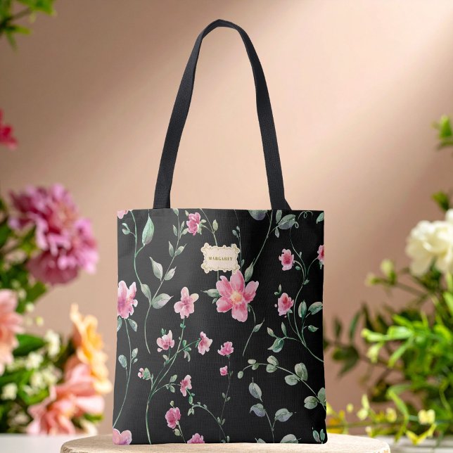 Black Floral pink Flowers pattern Trendy Classic (Von Creator hochgeladen)