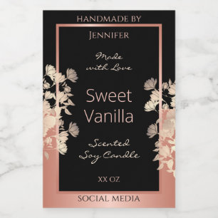 Black Floral Product Packaging Labels Rose Gold Lebensmitteletikett