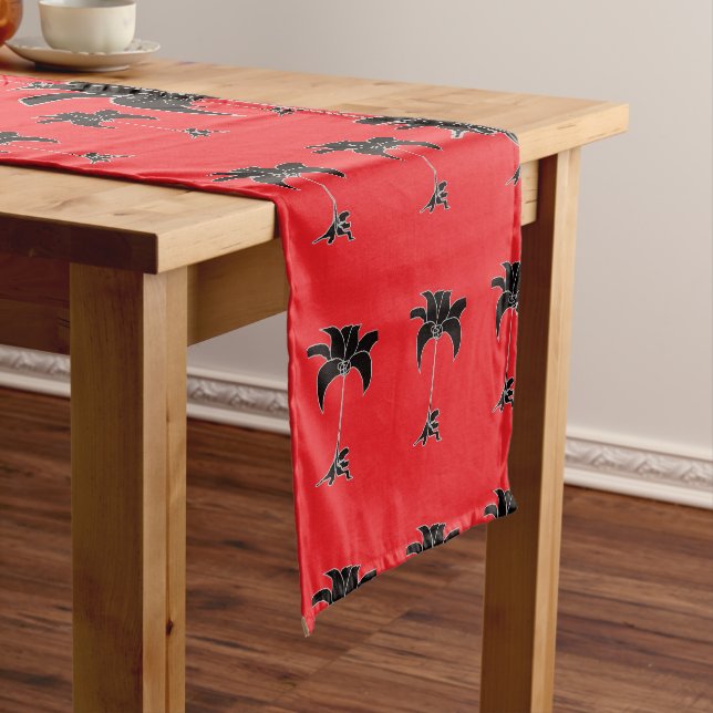 Black Floral Red Kurzer Tischläufer (Beispiel)