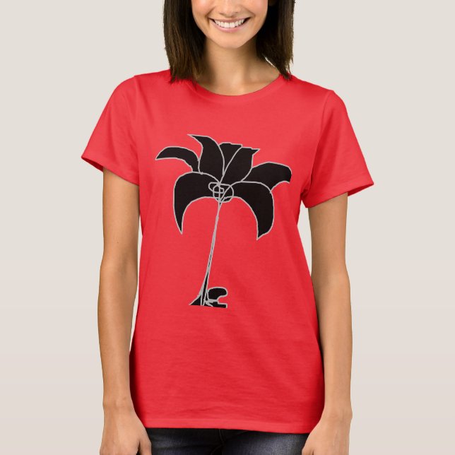 Black Floral Red T-Shirt (Vorderseite)