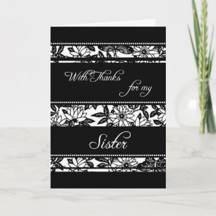 Black Floral Sister Danke Trauzeugin Card