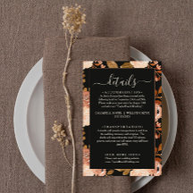 Black Floral Terracotta Wildblume Hochzeit Details