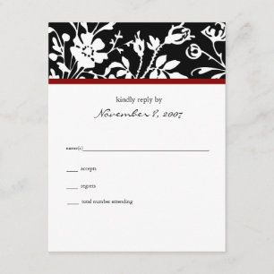 Black Floral Top Response Card RSVP Karte