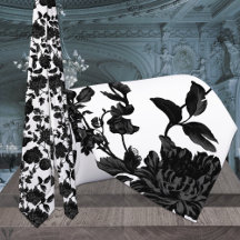 Black Floral Vine Wedding White