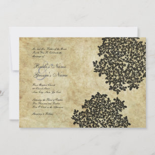 Black Floral Vintage Hochzeit Einladungen