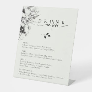 Black Floral Wedding Bar Menu Sockelschild
