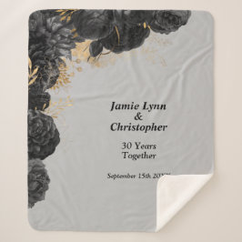Black Floral Wedding Jubiläum Sherpa Blanket Sherpadecke