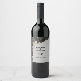 Black Floral Wedding Jubiläum Weinsiegel Weinetikett