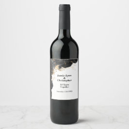 Black Floral Wedding Jubiläum Weinsiegel Weinetikett