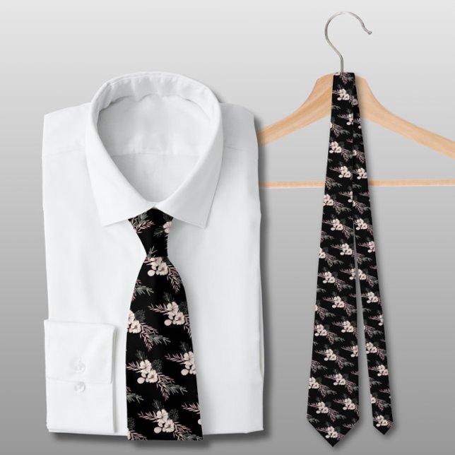 Black Floral Wedding Neck Tie Krawatte (Von Creator hochgeladen)