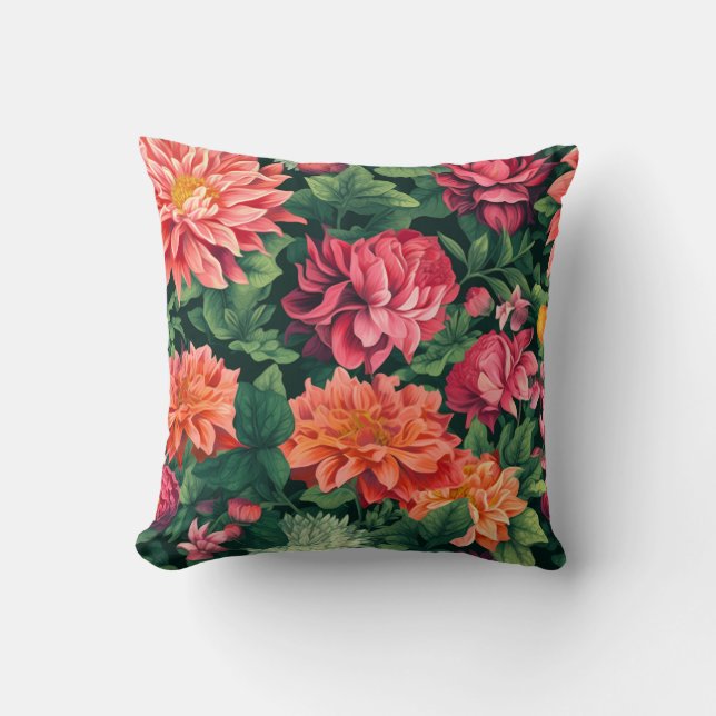 Black Flower vibrant and orange pink Kissen (Vorderseite)