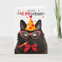 Black Fluffy Cat MEOWvelous Birthday