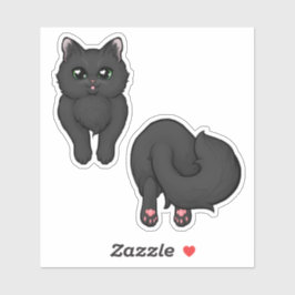 Black Fluffy Kitty Hintern Aufkleber