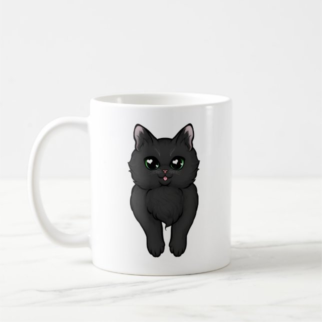 Black Fluffy Kitty Hintern Kaffeetasse (Links)