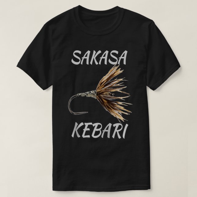 Black Fly Tenkara Fly Fishing s Sakasa Kebari Flie T-Shirt (Design vorne)