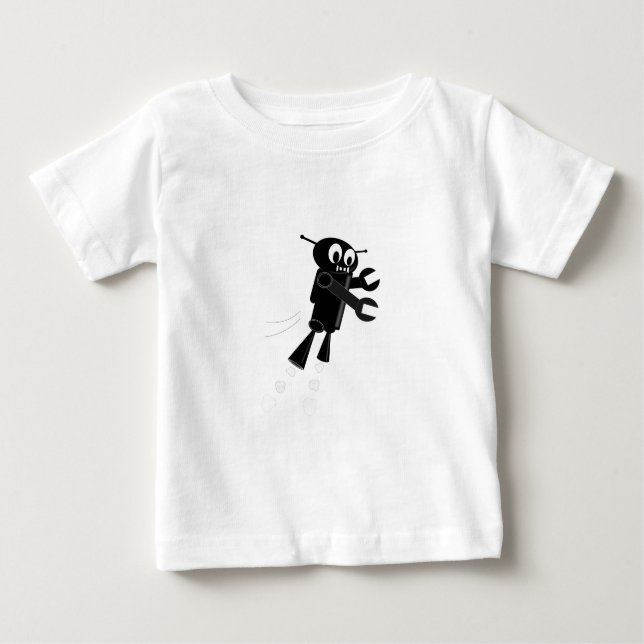 Black Flying Robot Baby T-shirt (Vorderseite)