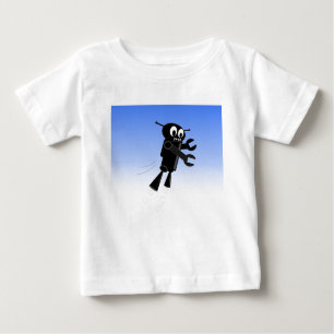Black Flying Robot Blue Sky Hintergrund Baby T-shirt