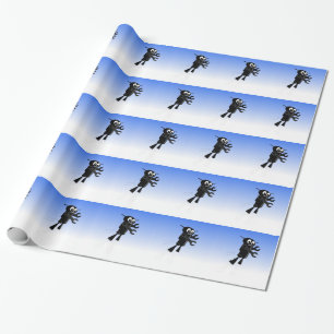 Black Flying Robot Blue Sky Hintergrund Geschenkpapier