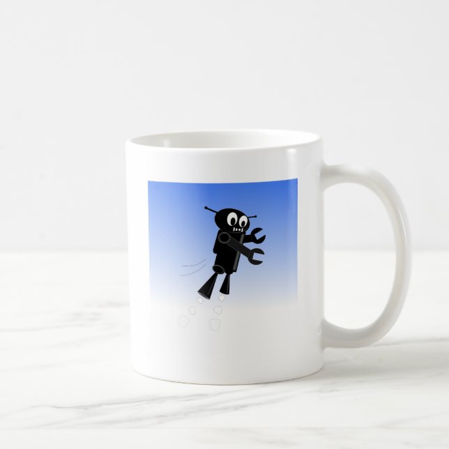 Black Flying Robot Blue Sky Hintergrund Kaffeetasse (Rechts)