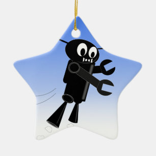 Black Flying Robot Blue Sky Hintergrund Keramikornament