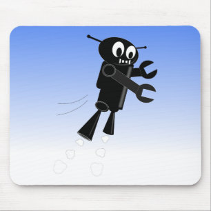 Black Flying Robot Blue Sky Hintergrund Mousepad