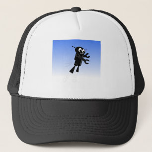 Black Flying Robot Blue Sky Hintergrund Truckerkappe