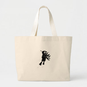 Black Flying Robot Jumbo Stoffbeutel