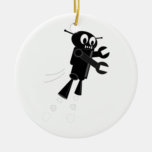Black Flying Robot Keramik Ornament (Vorne)